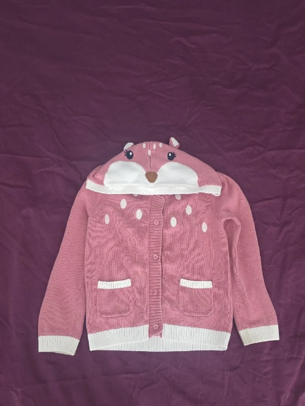 Gymboree Rose Pink Hooded Deer Knit Cardigan